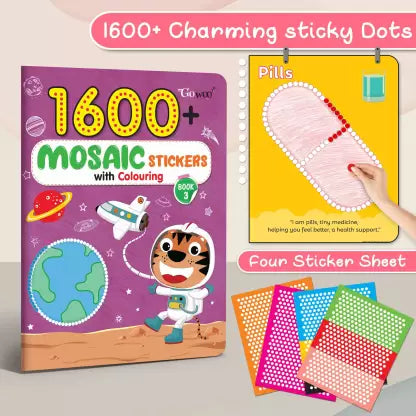 1600 Mosaic Stickers with Colouring Book 1