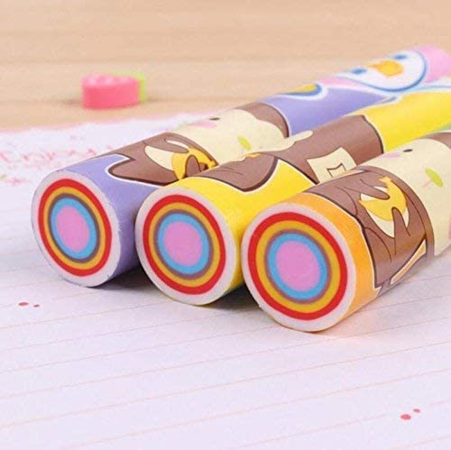 Rainbow Pencil Shape Cartoon Print Rubber Pencil Eraser {Set of 3}