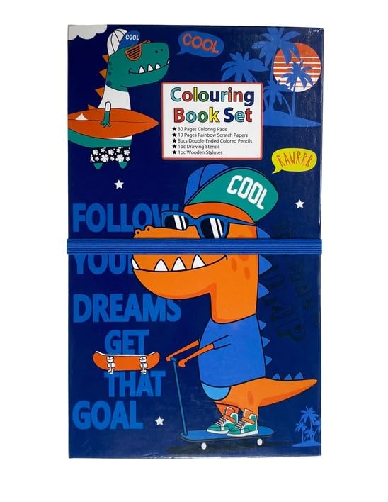 Colournig book set - dinosaur