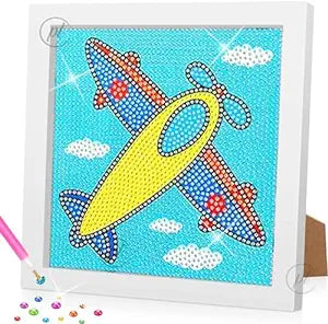 Cartoon diamond painting for kis - airplane