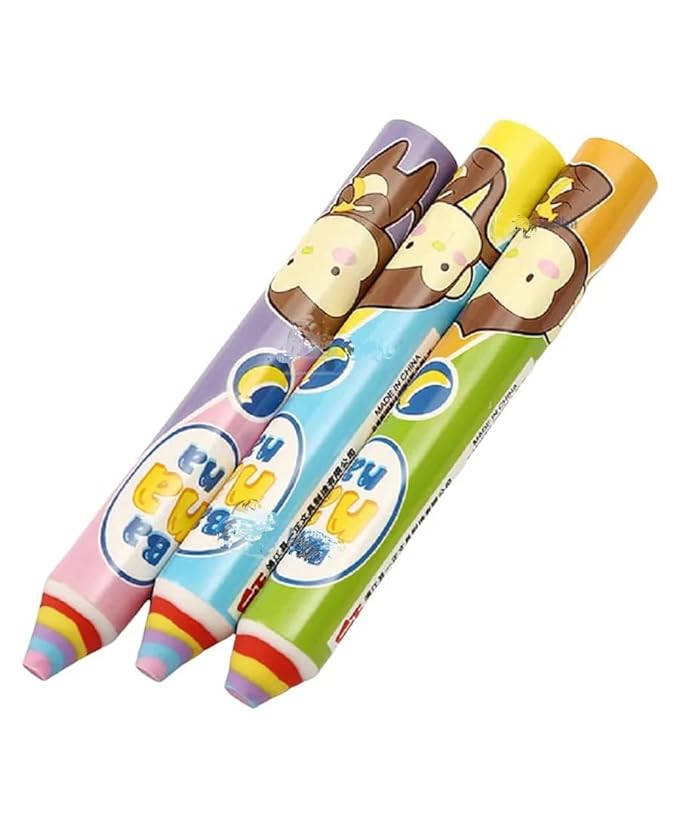 Rainbow Pencil Shape Cartoon Print Rubber Pencil Eraser {Set of 3}