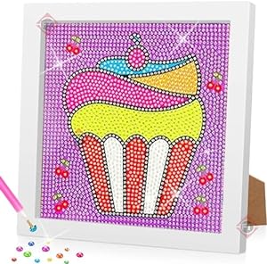 Cartoon diamond paintig for kids - cup cake