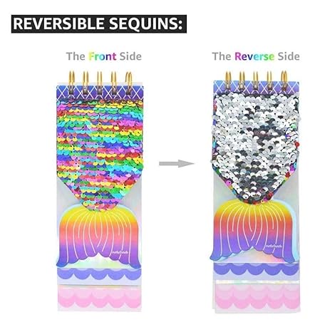 Mermaid Tail Colour Changing Magic Sequnece Diary, Rainbow Colour Reversible Sequinned Diary A 5 Sequin Notebook for Girls