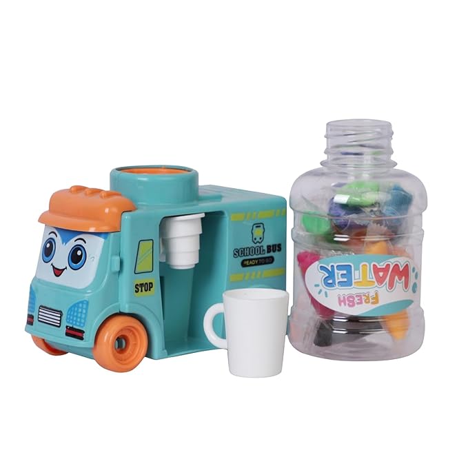 Bus Water Dispenser with 10 Cotton Clay Toy Trendy Moving Wheels School Bus car