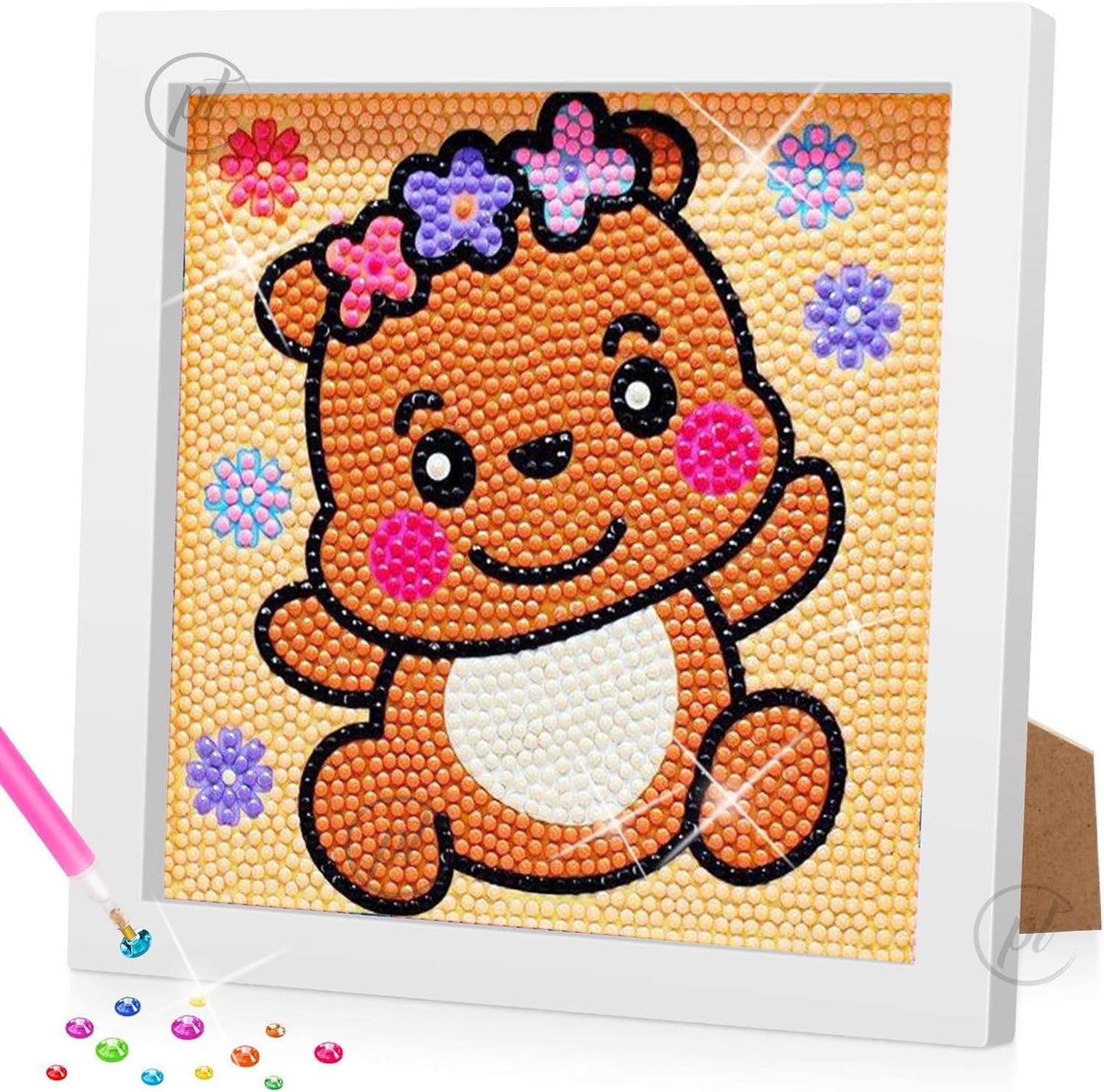 Cartoon diamond painting for kids - teddy bear