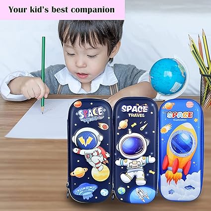 Spaceman light blue pencil box- Rocket- Pack of 1