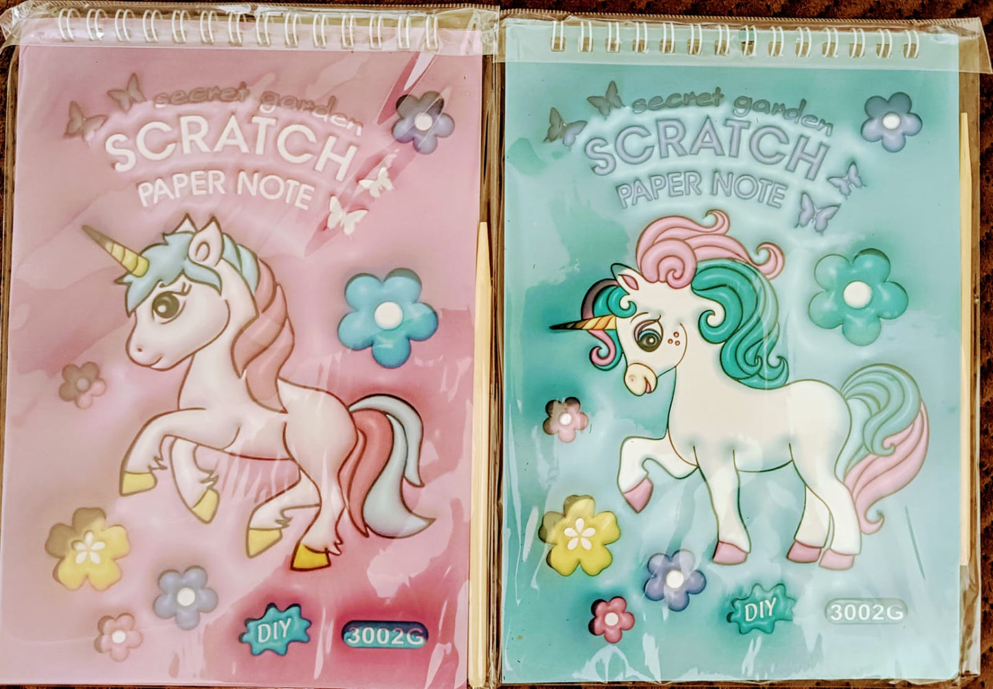 Scratch Paper Note-Unicorne - DIY Art Book and Wooden Stylus Scratching Tool Ideal for Kids,{set of 2}