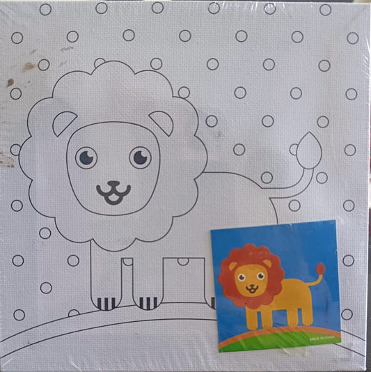 Kids Canvas Kit-6*6-- Canvas Board with Color and Brush- Lion