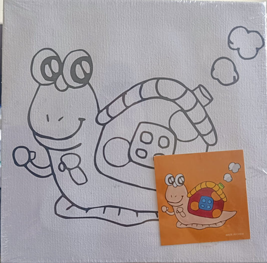 Kids Canvas Kit-6*6- Canvas Board with Color and Brush- Snail