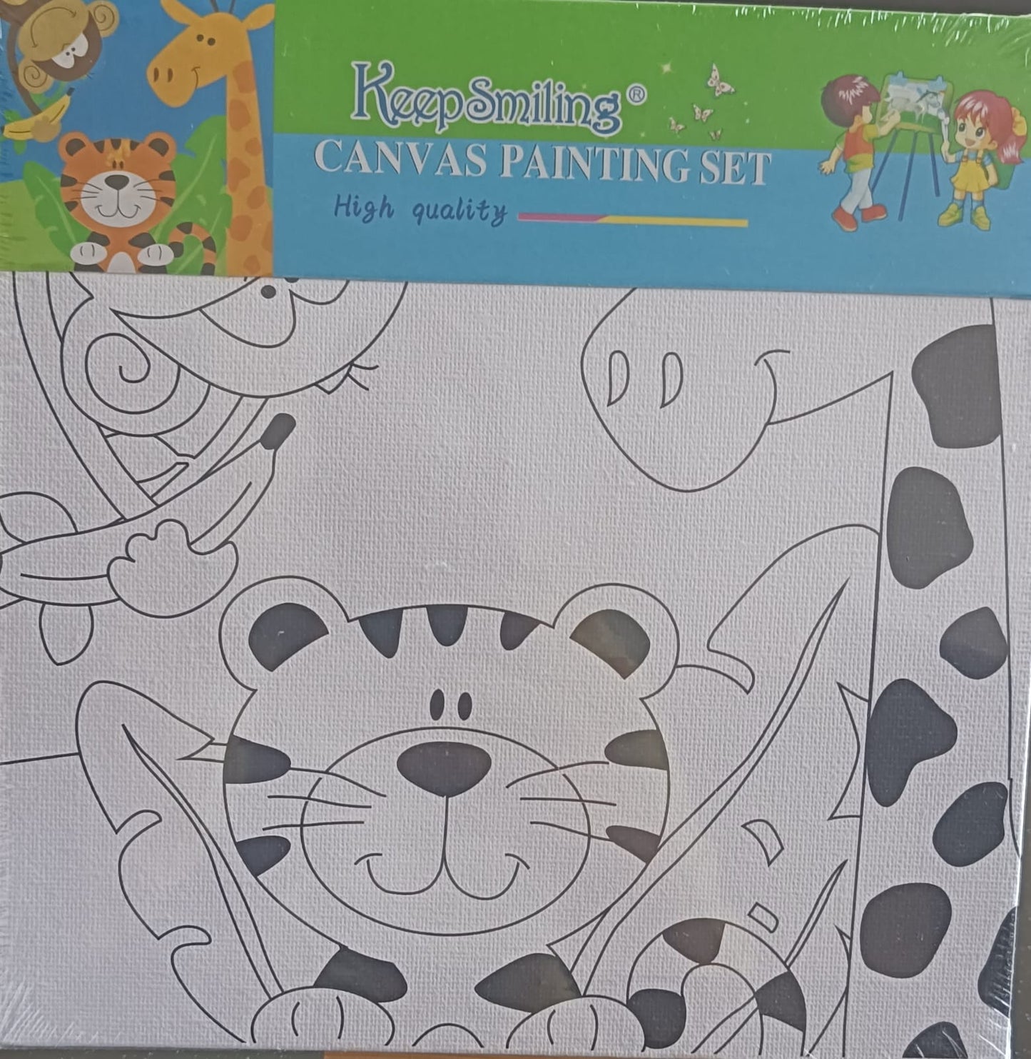 Kids Canvas Kit- 8*8 Canvas Board with Color and Brush-   Animals