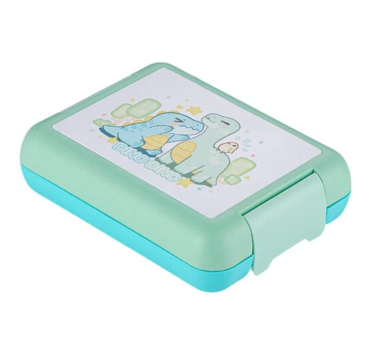 Dinosaur 5 Compartment Lunch Box with Spoon and fork/ Leakproof and Microwave safe- Pack of 1