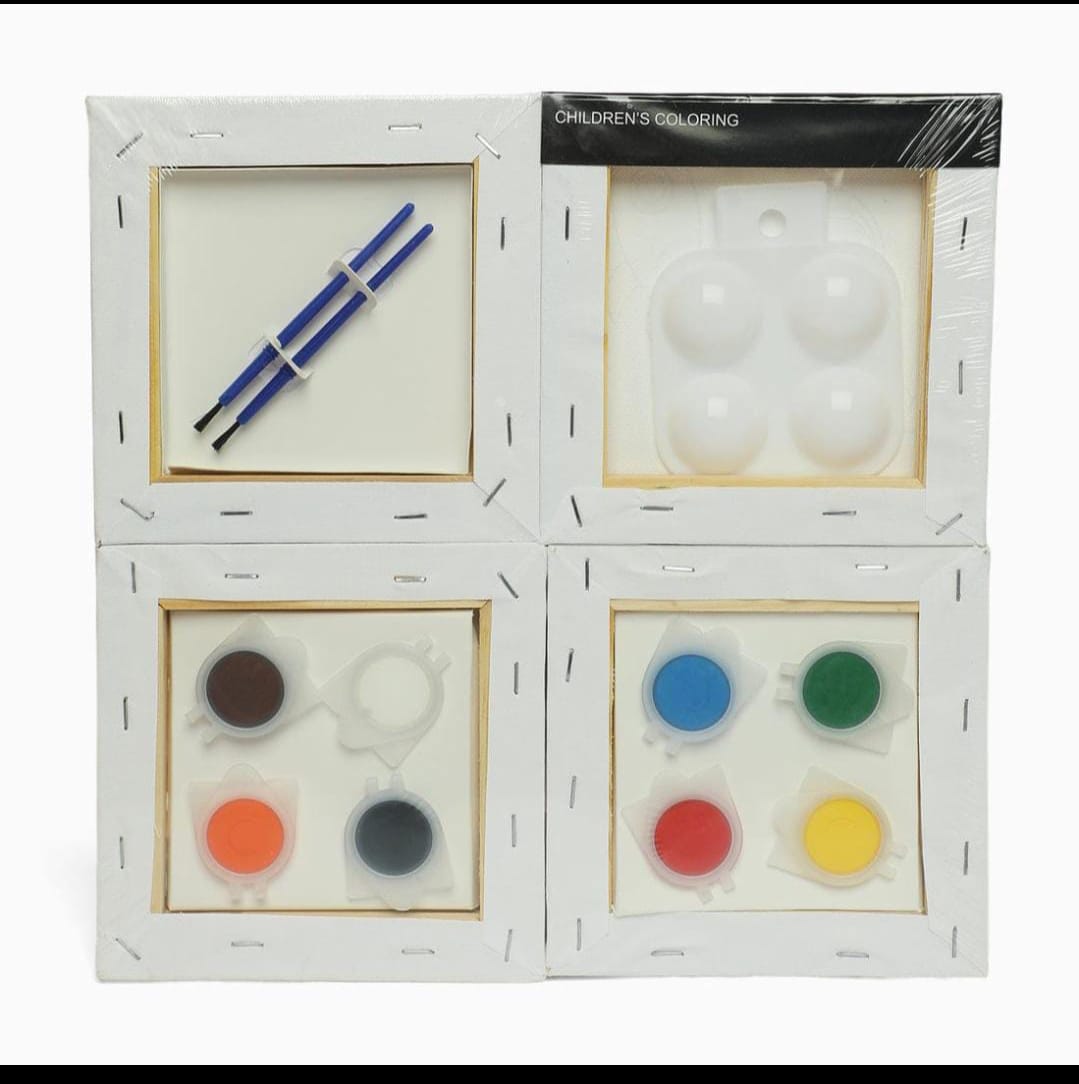 Canvas Kits- Set of 4 Canvas with 8 Acrylic colors, palette and 2 Brushes- SPACE