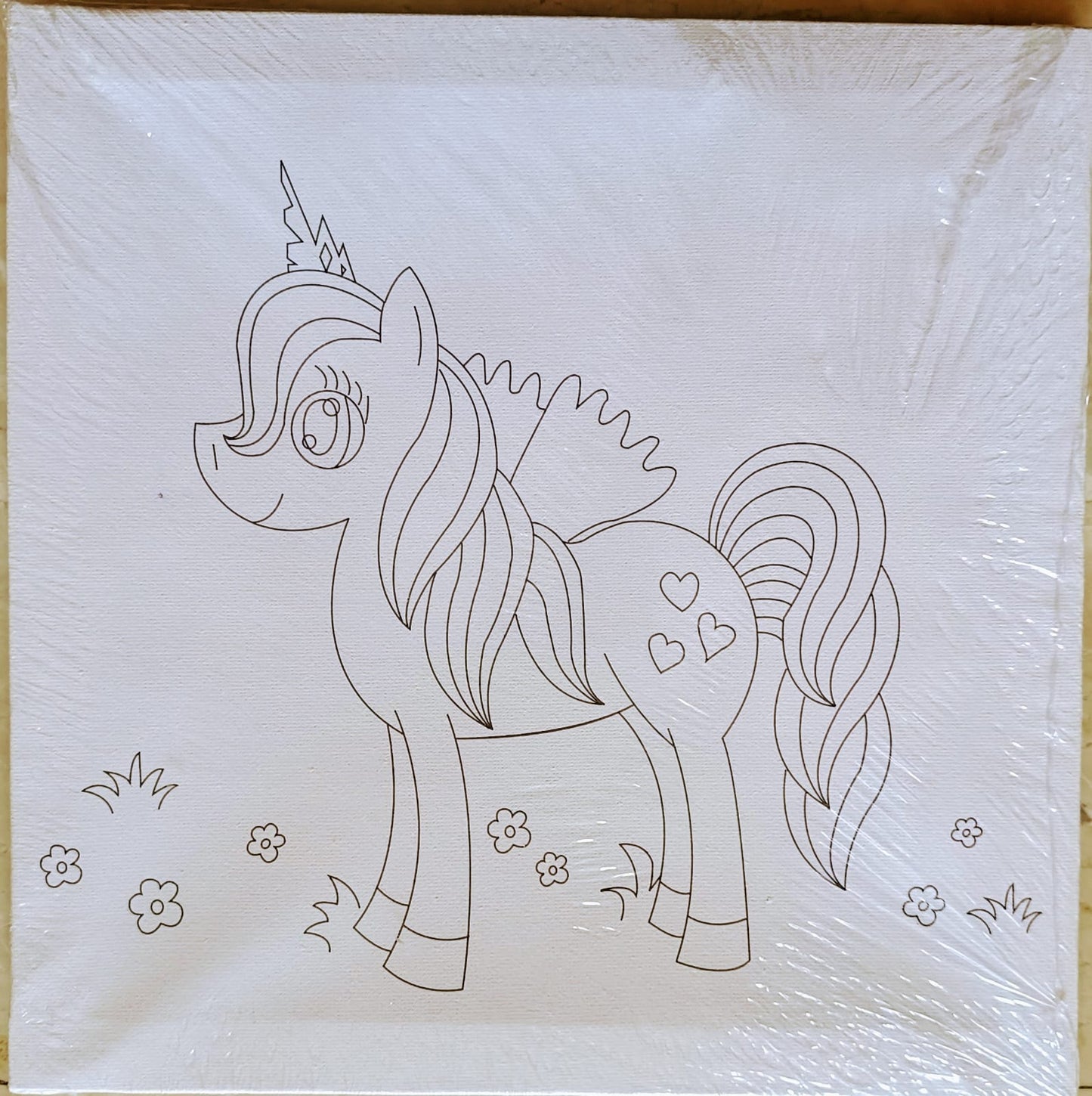 Kids Canvas Kit- 25 8 25 cm Canvas Board with Color and Brush-  Unicorne