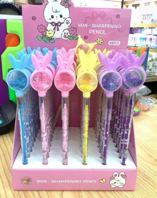 Non Sharpening- Glitter Pencil- Rabbit- Set of 4 pencils