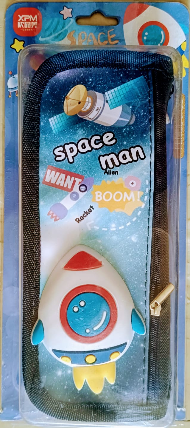 Spaceman dark blue pencil box- Rocket- Pack of 1