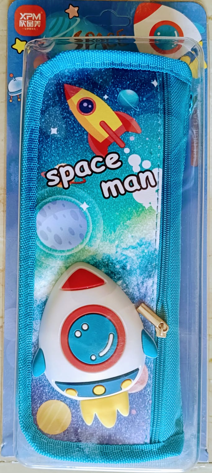 Spaceman light blue pencil box- Rocket- Pack of 1