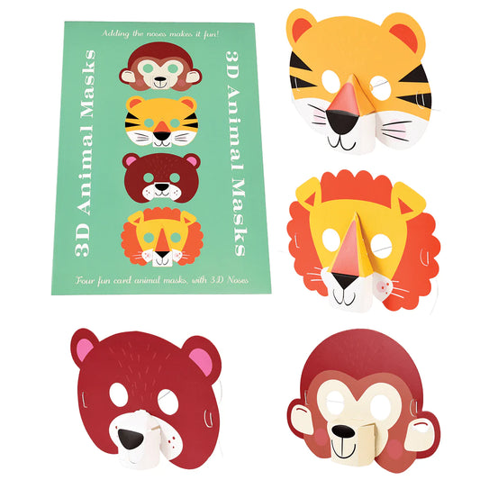 3D animal masks - for fun  card animal masks, with 3d noses